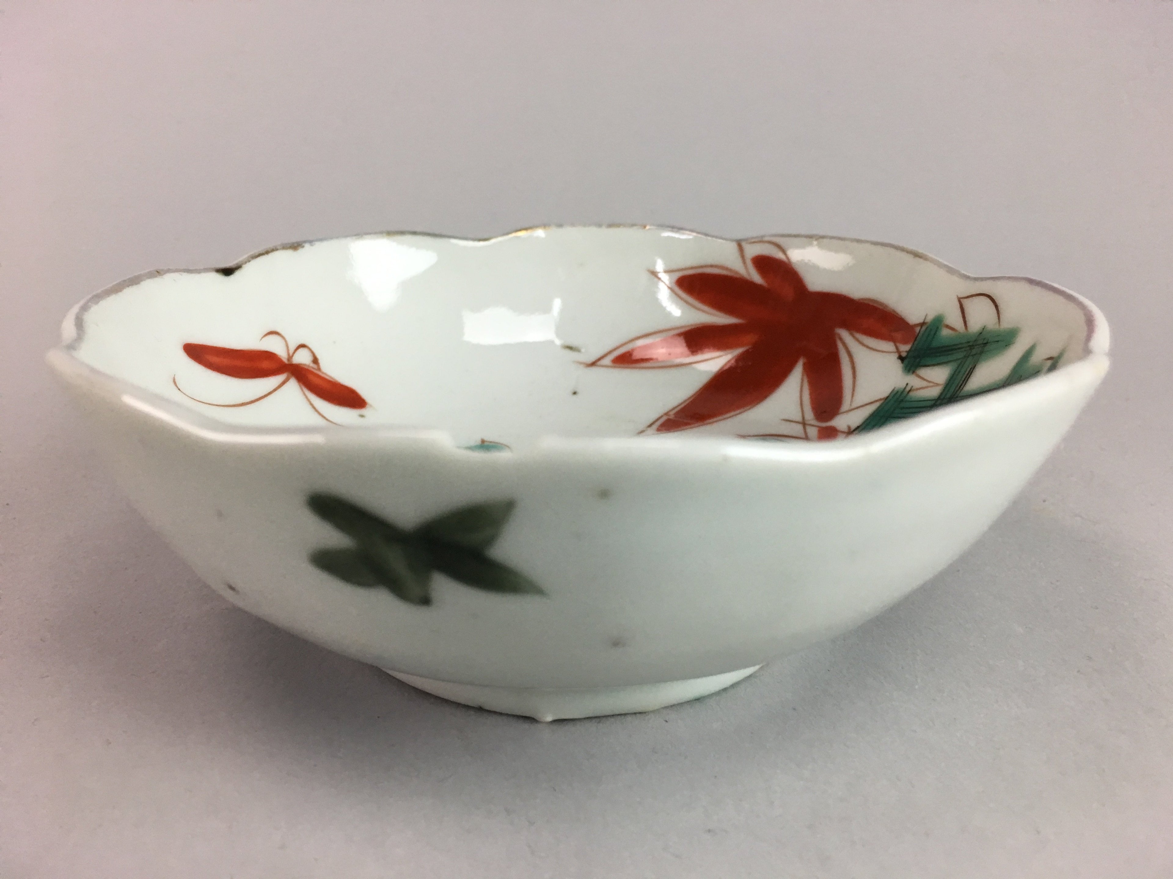 Japanese Porcelain Bowl Vtg Kobachi C1930 Floral Butterfly Design PT419