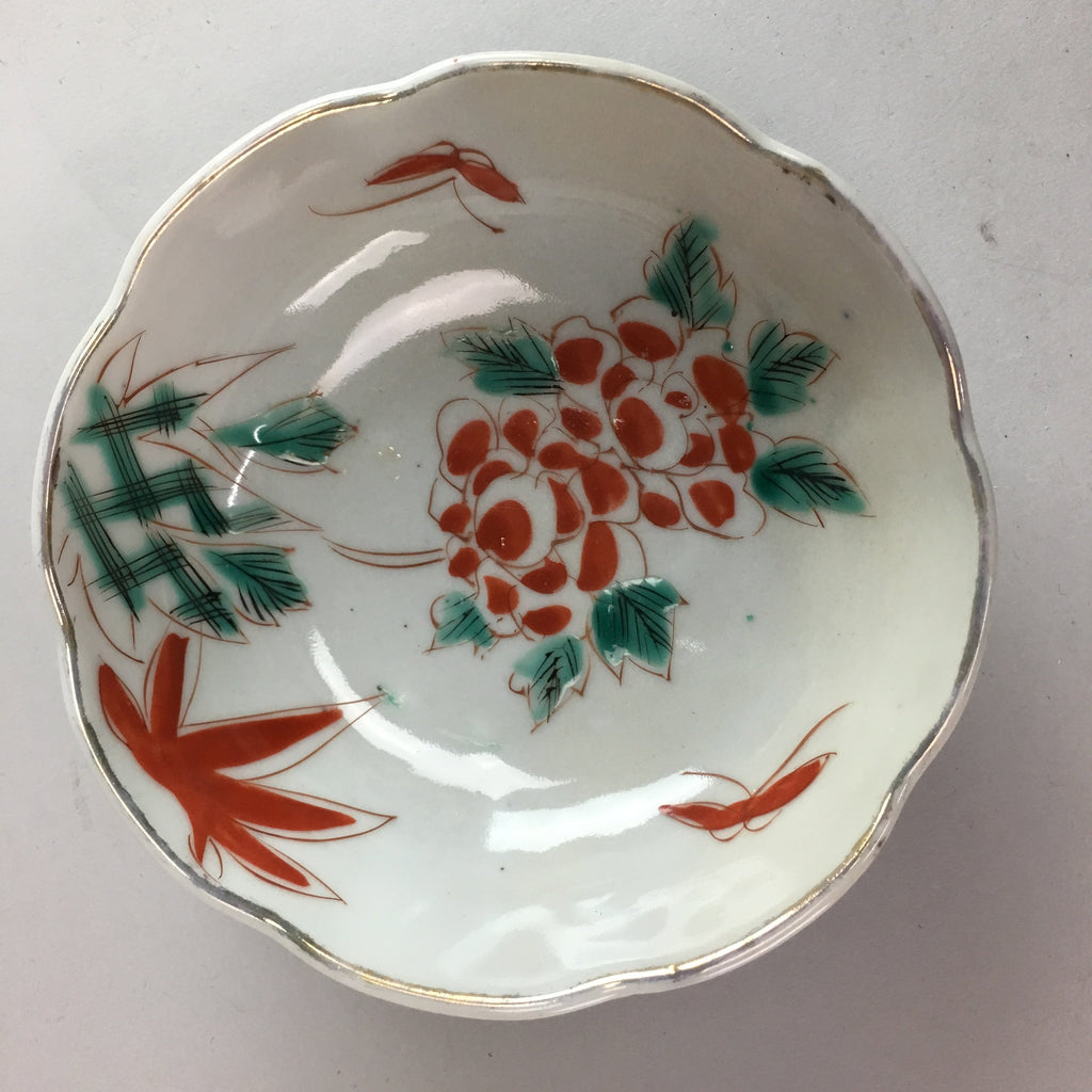 Japanese Porcelain Bowl Vtg Kobachi C1930 Floral Butterfly Design PT420