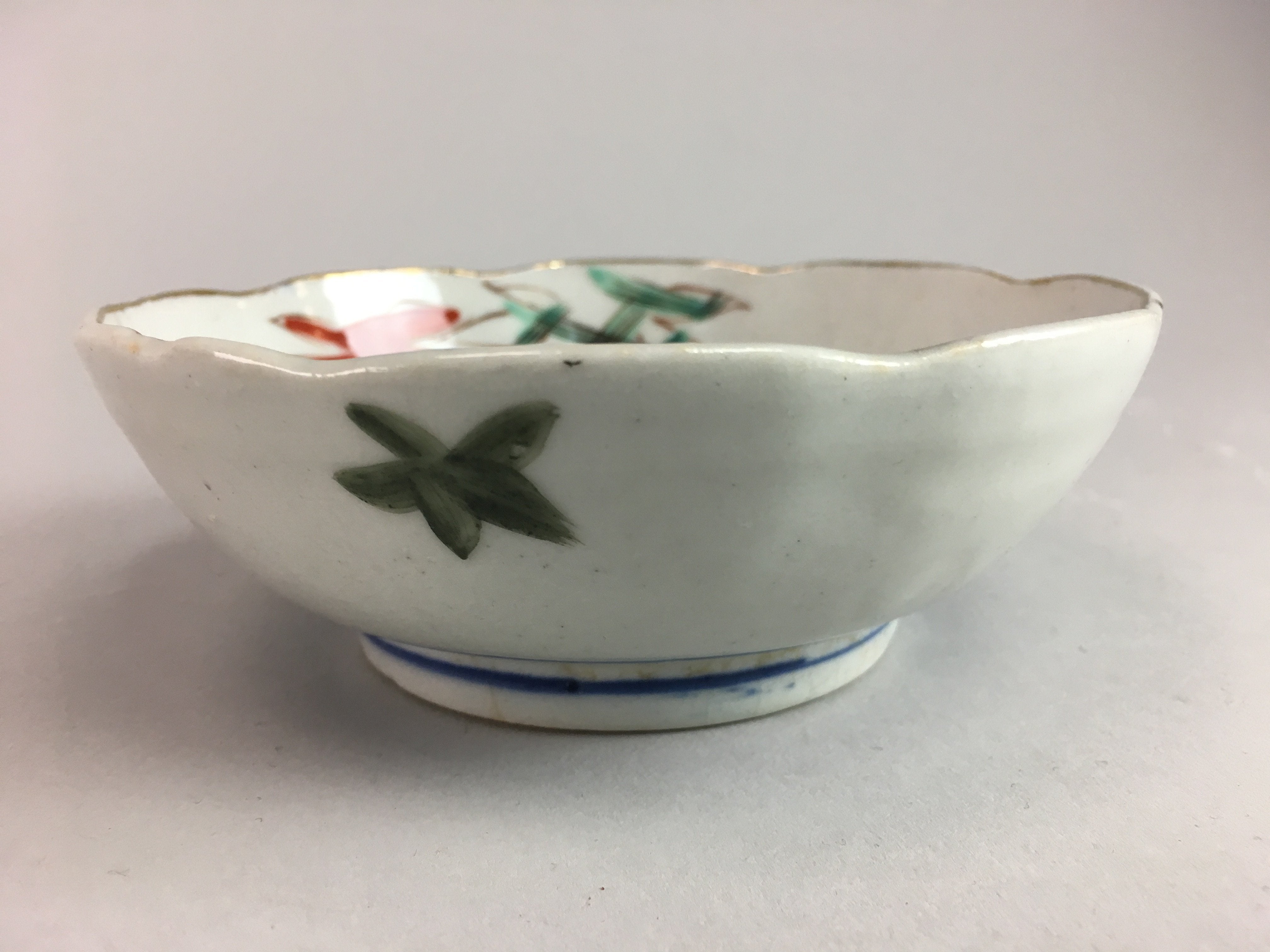 Japanese Porcelain Bowl Vtg Kobachi C1930 Floral Butterfly Design PT421