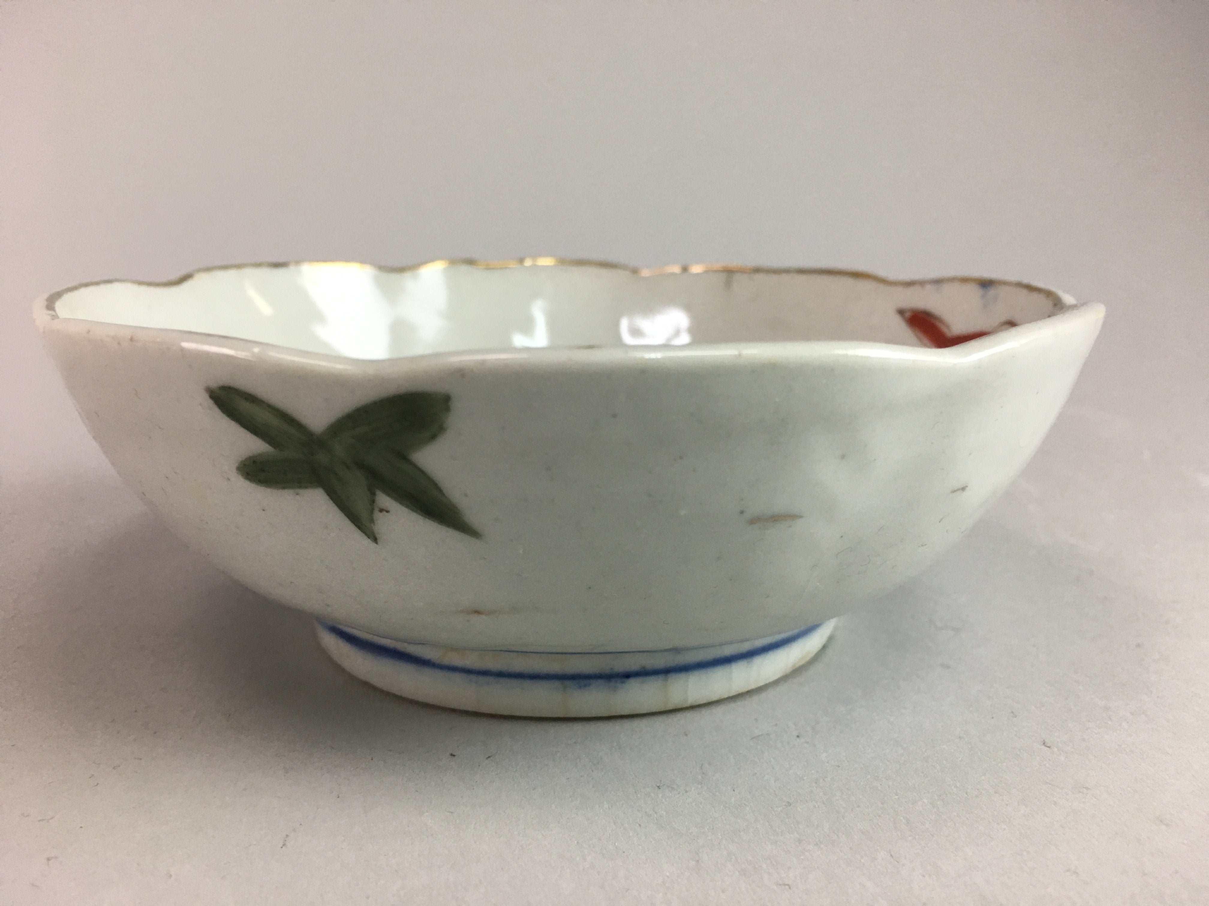 Japanese Porcelain Bowl Vtg Kobachi C1930 Floral Butterfly Design PT421