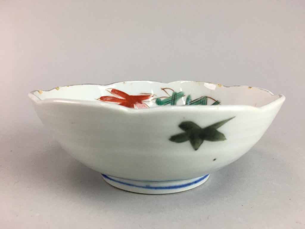 Japanese Porcelain Bowl Vtg Kobachi C1930 Floral Butterfly Design PT422