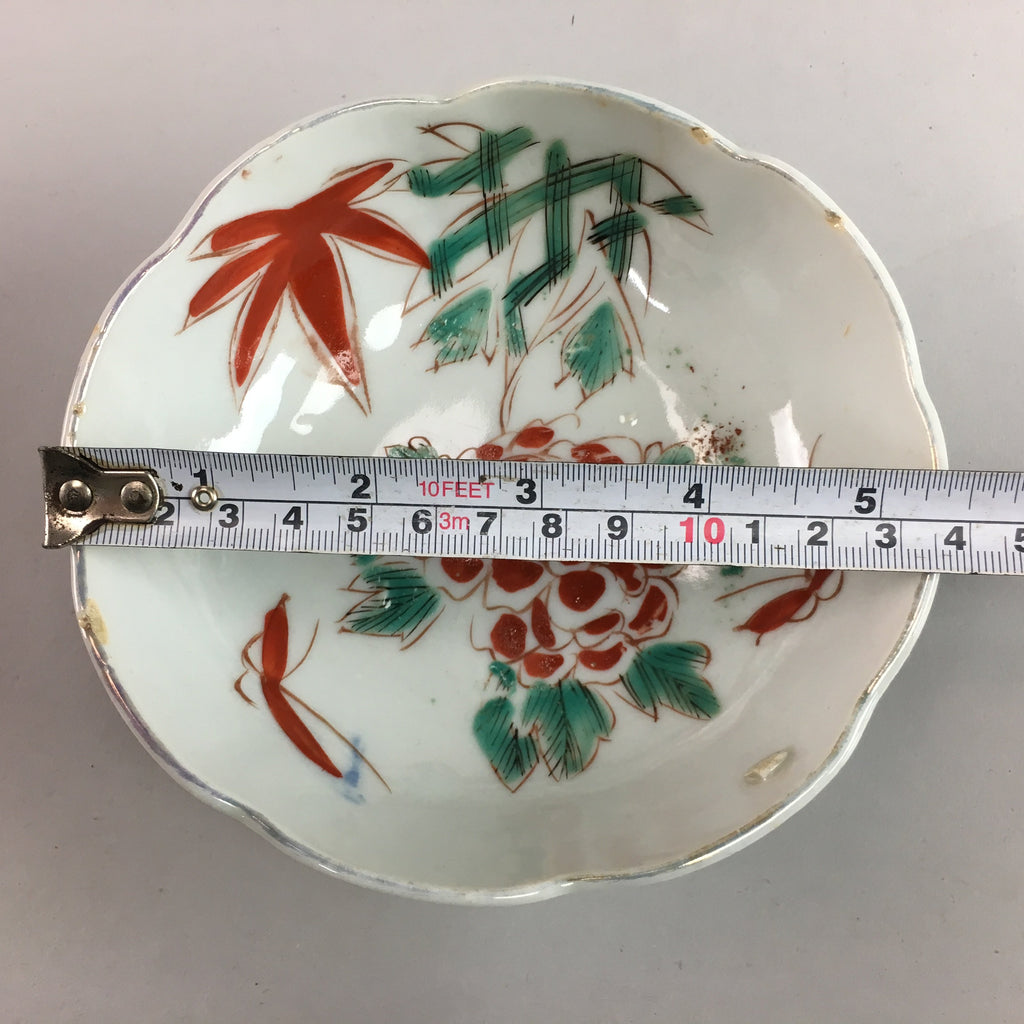 Japanese Porcelain Bowl Vtg Kobachi C1930 Floral Butterfly Design PT422