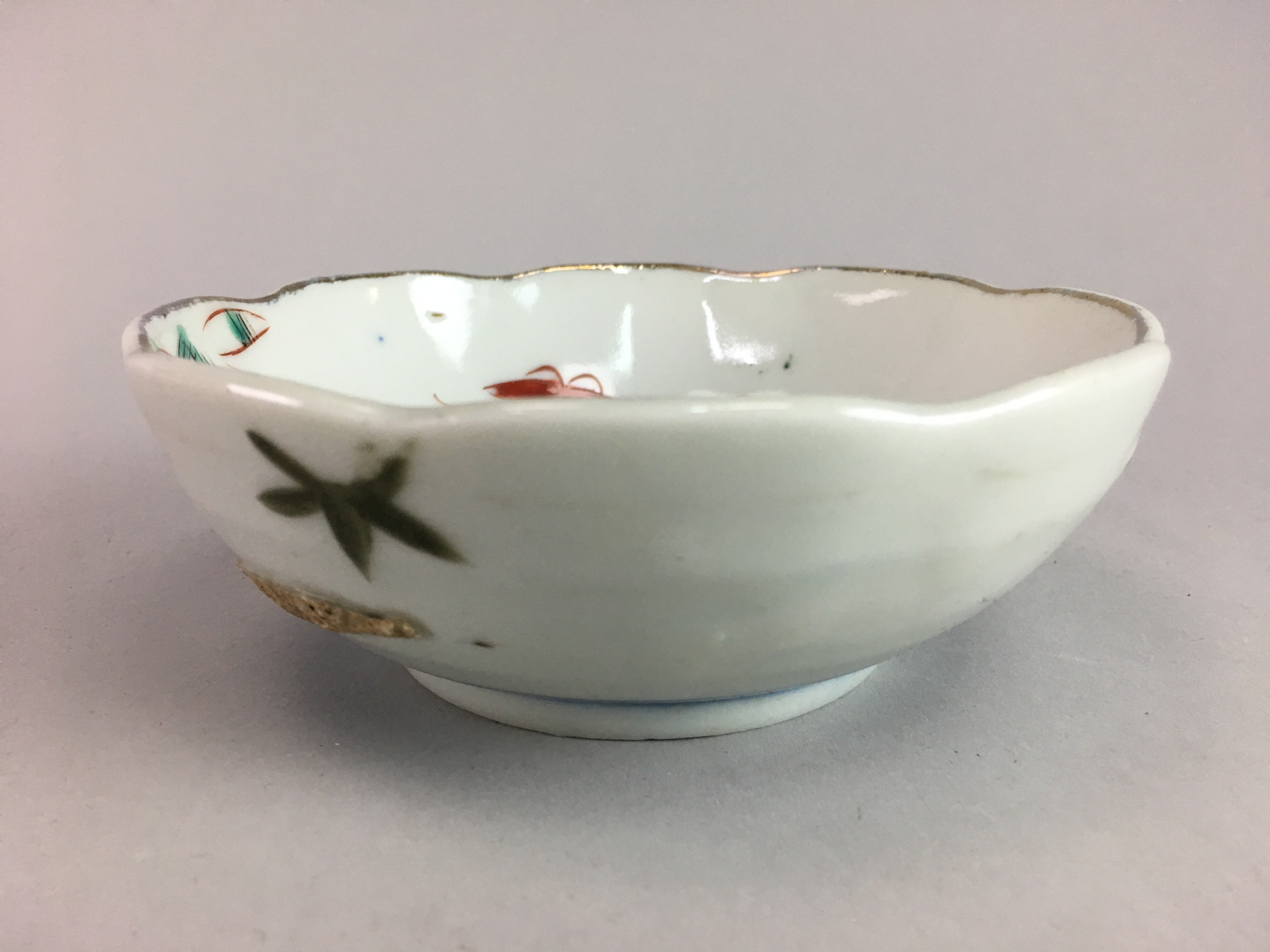 Japanese Porcelain Bowl Vtg Kobachi C1930 Floral Butterfly Design PT423