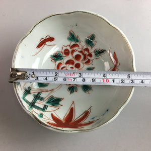 Japanese Porcelain Bowl Vtg Kobachi C1930 Floral Butterfly Design PT423