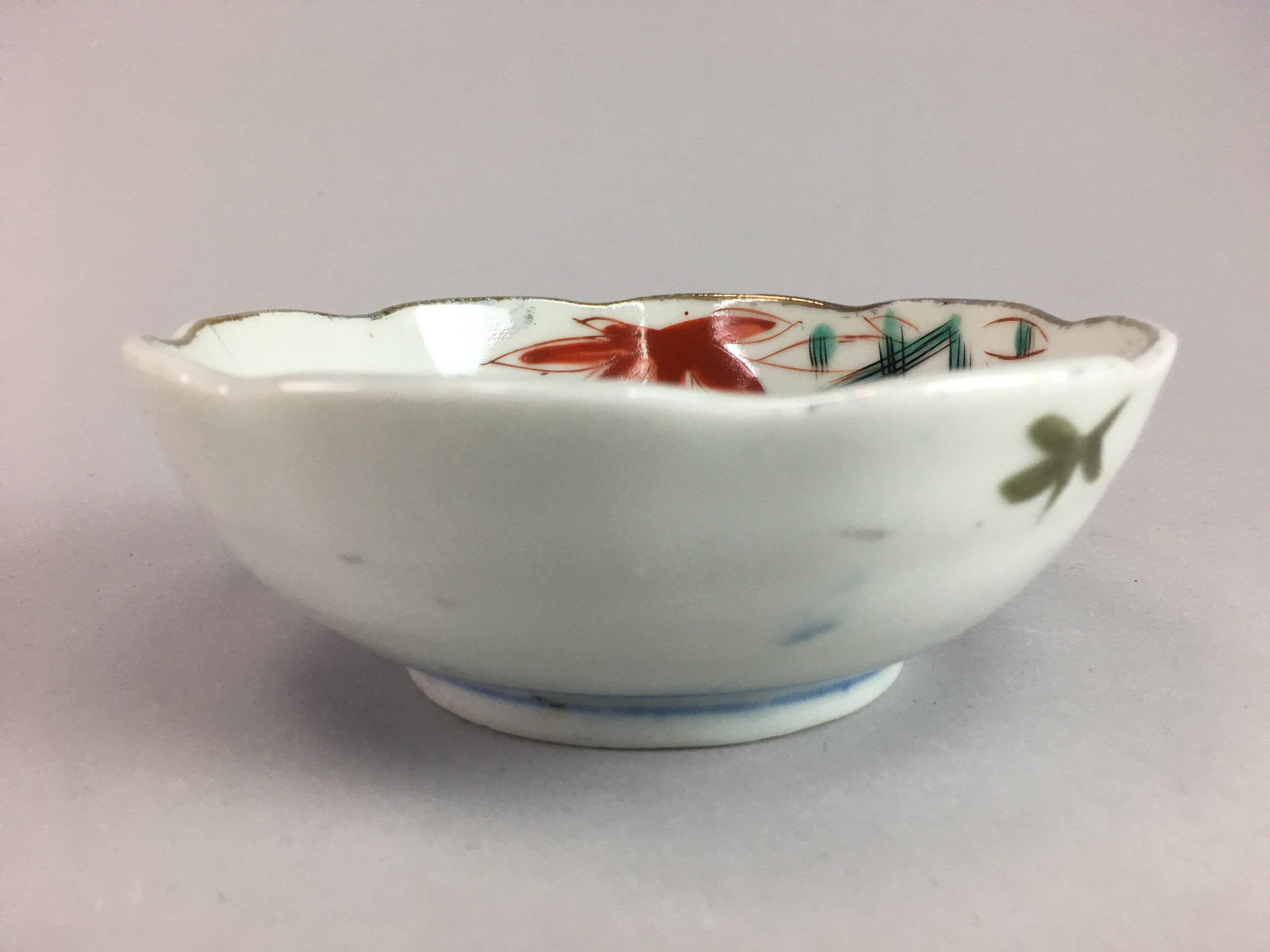 Japanese Porcelain Bowl Vtg Kobachi C1930 Floral Butterfly Design PT423