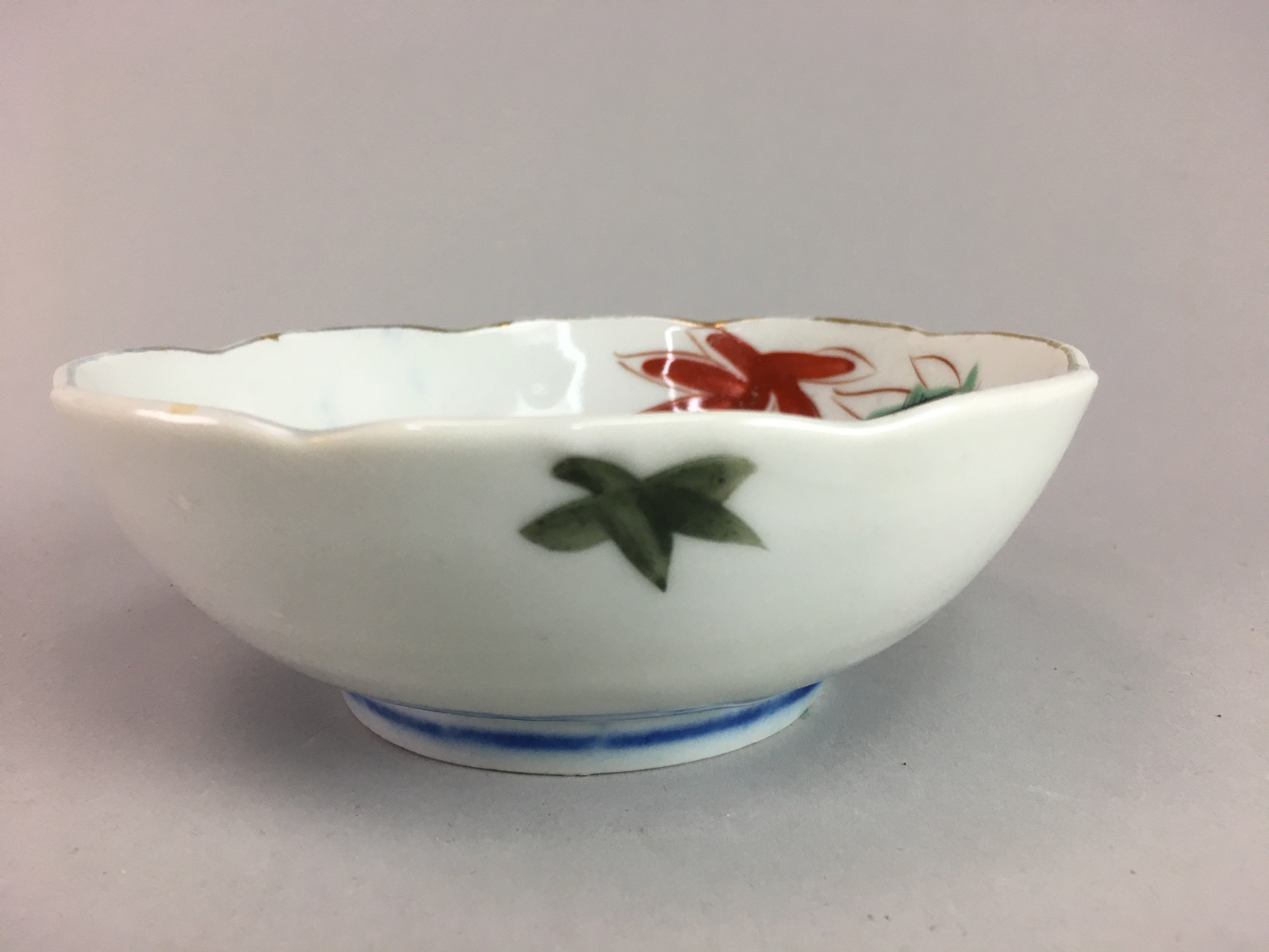 Japanese Porcelain Bowl Vtg Kobachi C1930 Floral Butterfly Design PT424