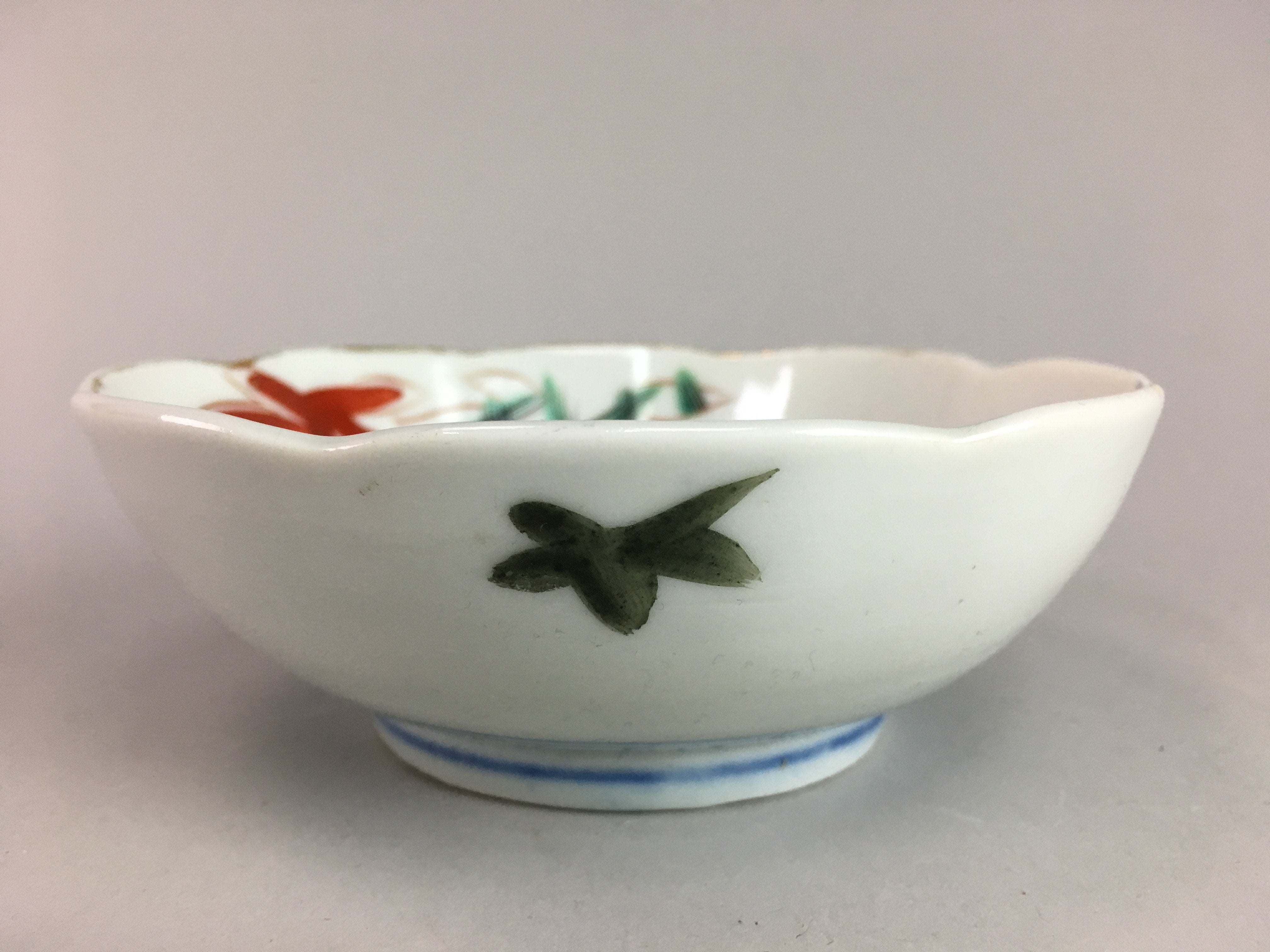 Japanese Porcelain Bowl Vtg Kobachi C1930 Floral Butterfly Design PT424