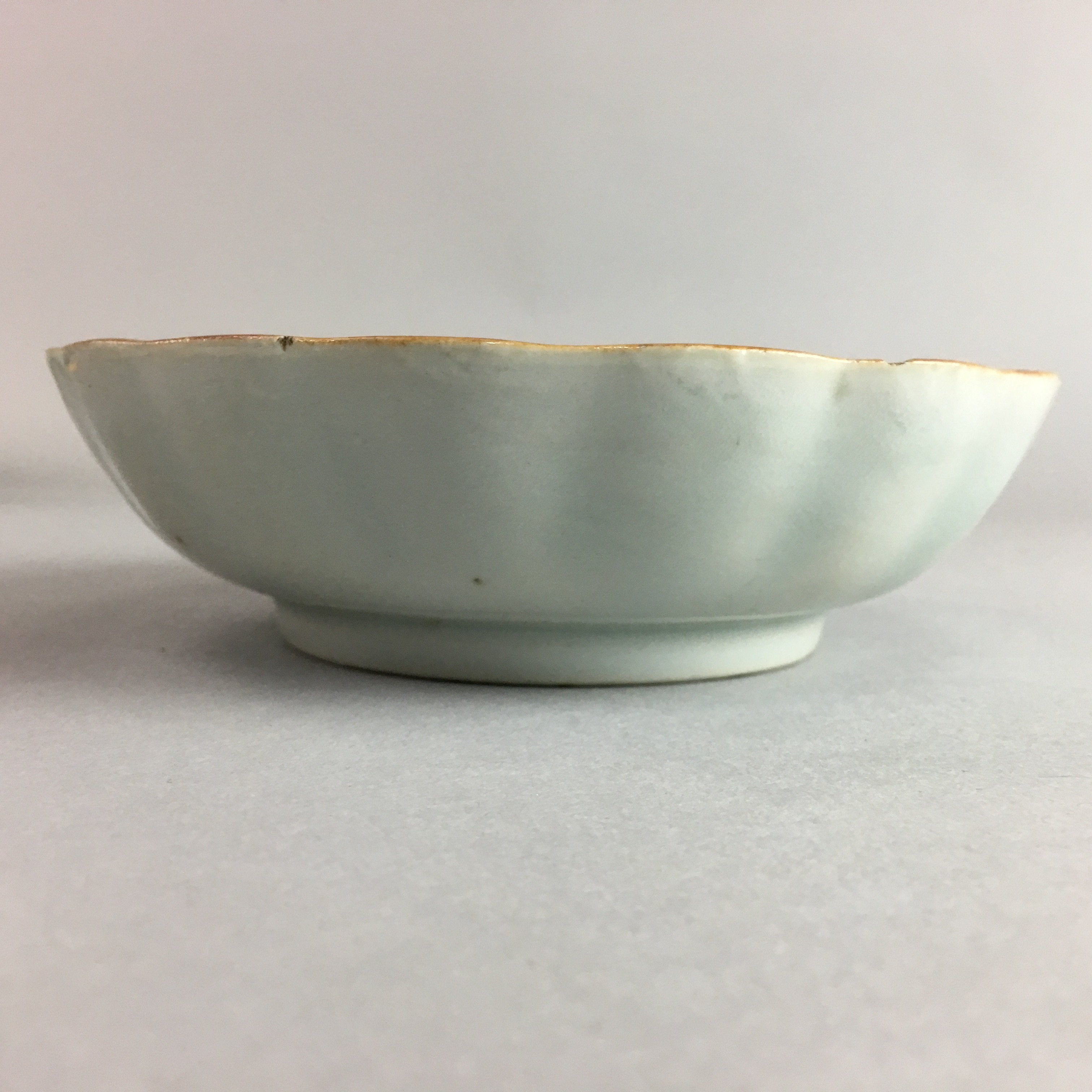 Japanese Porcelain Bowl Vtg Kobachi Ocean Bird Wavy Rim Sometsuke PT701