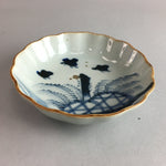 Japanese Porcelain Bowl Vtg Kobachi Ocean Bird Wavy Rim Sometsuke PT702