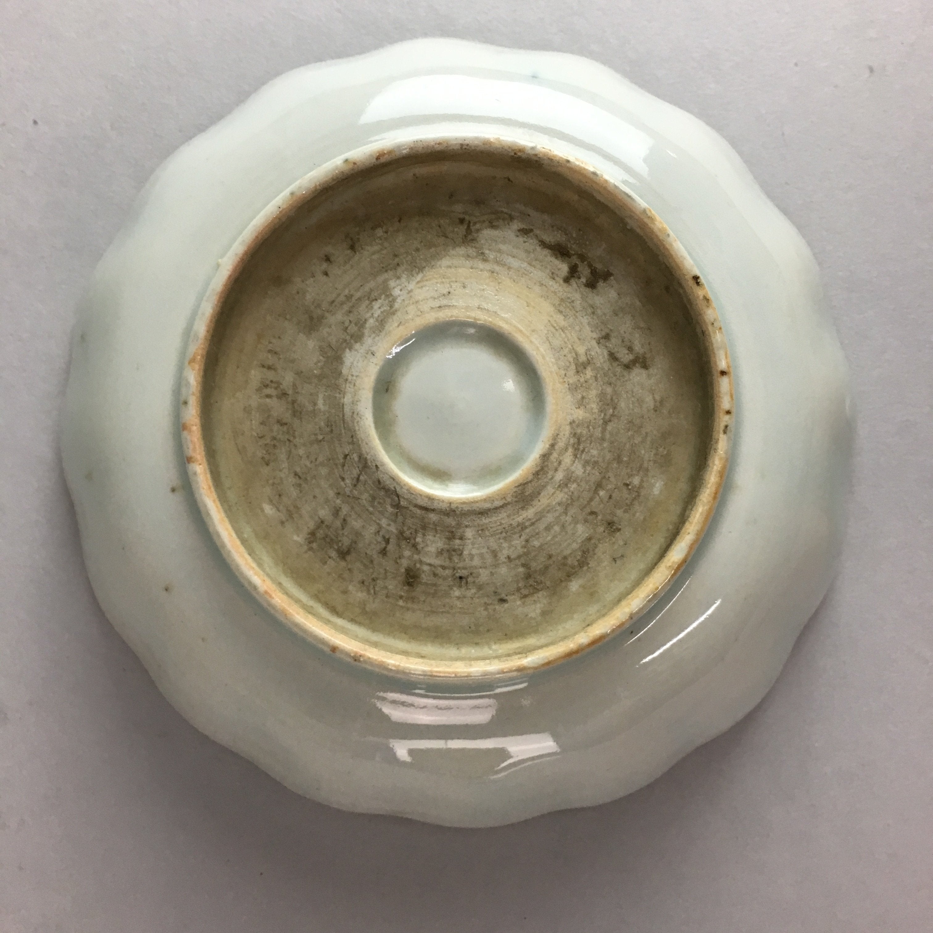 Japanese Porcelain Bowl Vtg Kobachi Ocean Bird Wavy Rim Sometsuke PT702