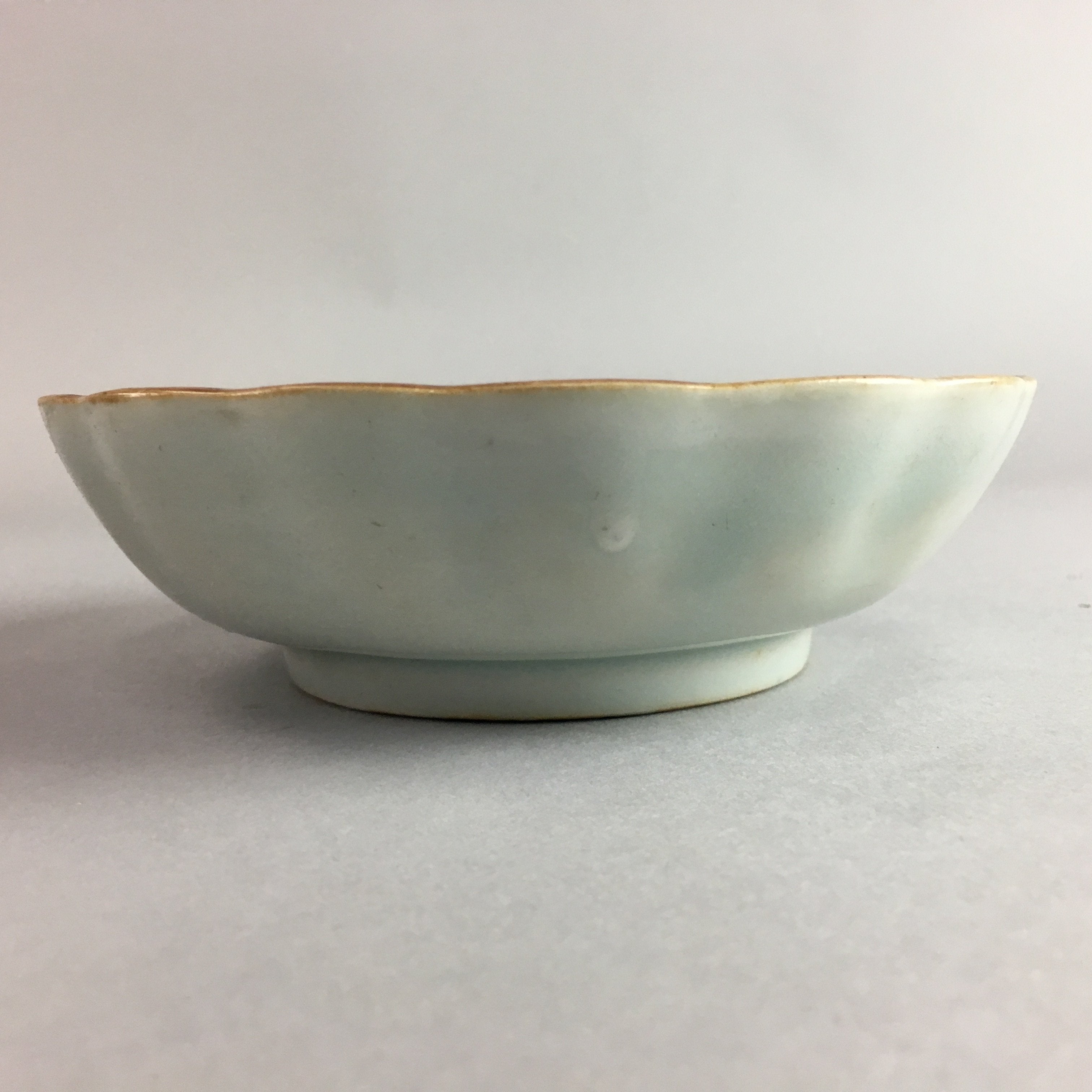 Japanese Porcelain Bowl Vtg Kobachi Ocean Bird Wavy Rim Sometsuke PT702