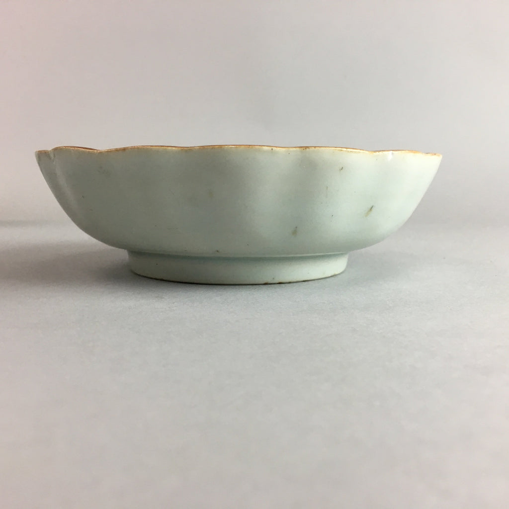Japanese Porcelain Bowl Vtg Kobachi Ocean Bird Wavy Rim Sometsuke PT702
