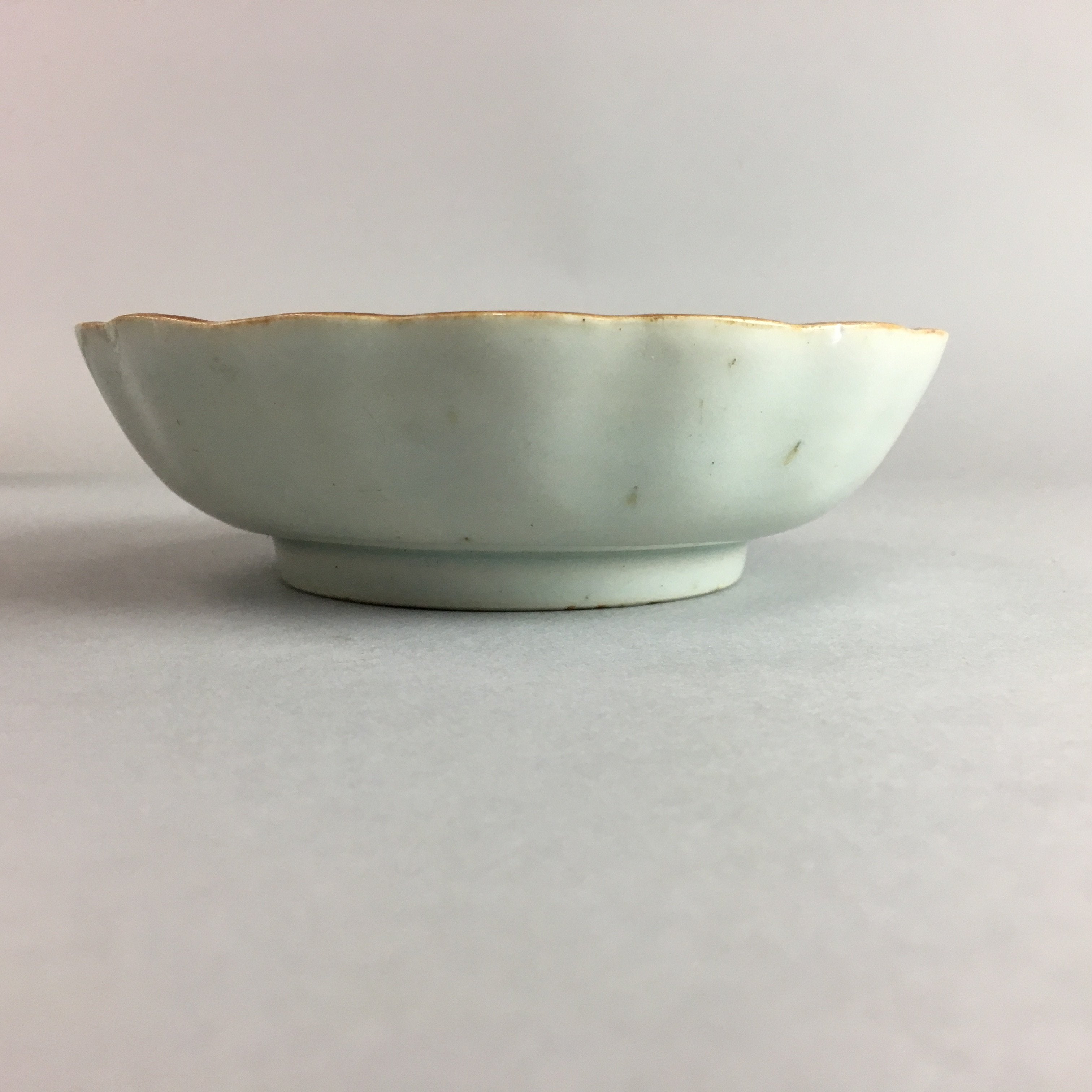 Japanese Porcelain Bowl Vtg Kobachi Ocean Bird Wavy Rim Sometsuke PT702