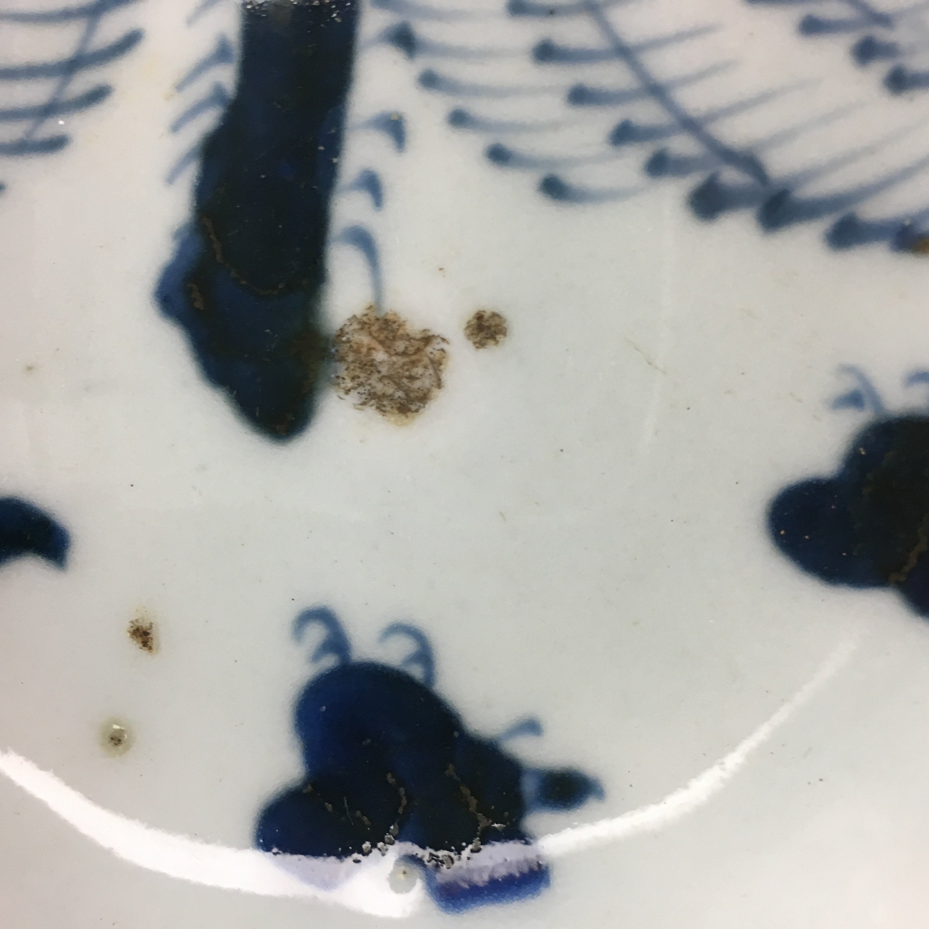 Japanese Porcelain Bowl Vtg Kobachi Ocean Bird Wavy Rim Sometsuke PT702