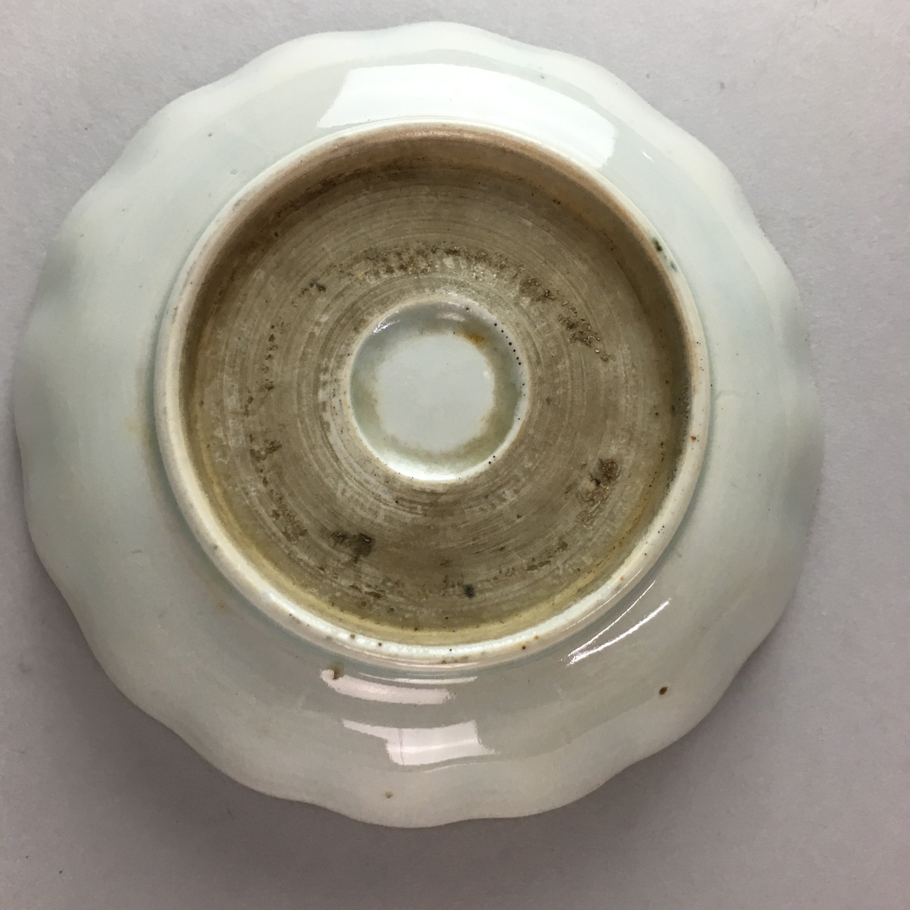 Japanese Porcelain Bowl Vtg Kobachi Ocean Bird Wavy Rim Sometsuke PT703
