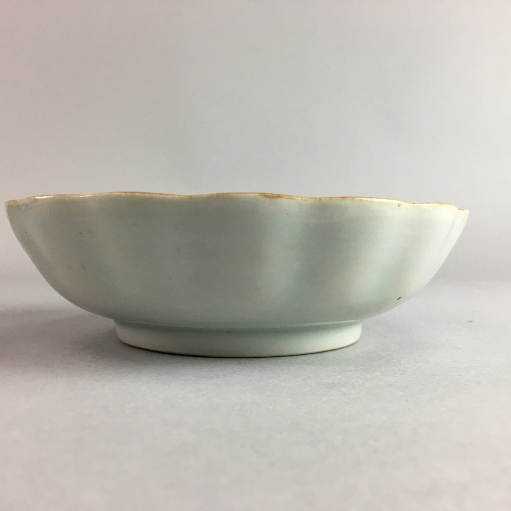 Japanese Porcelain Bowl Vtg Kobachi Ocean Bird Wavy Rim Sometsuke PT703