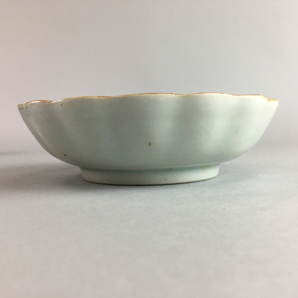 Japanese Porcelain Bowl Vtg Kobachi Ocean Bird Wavy Rim Sometsuke PT703