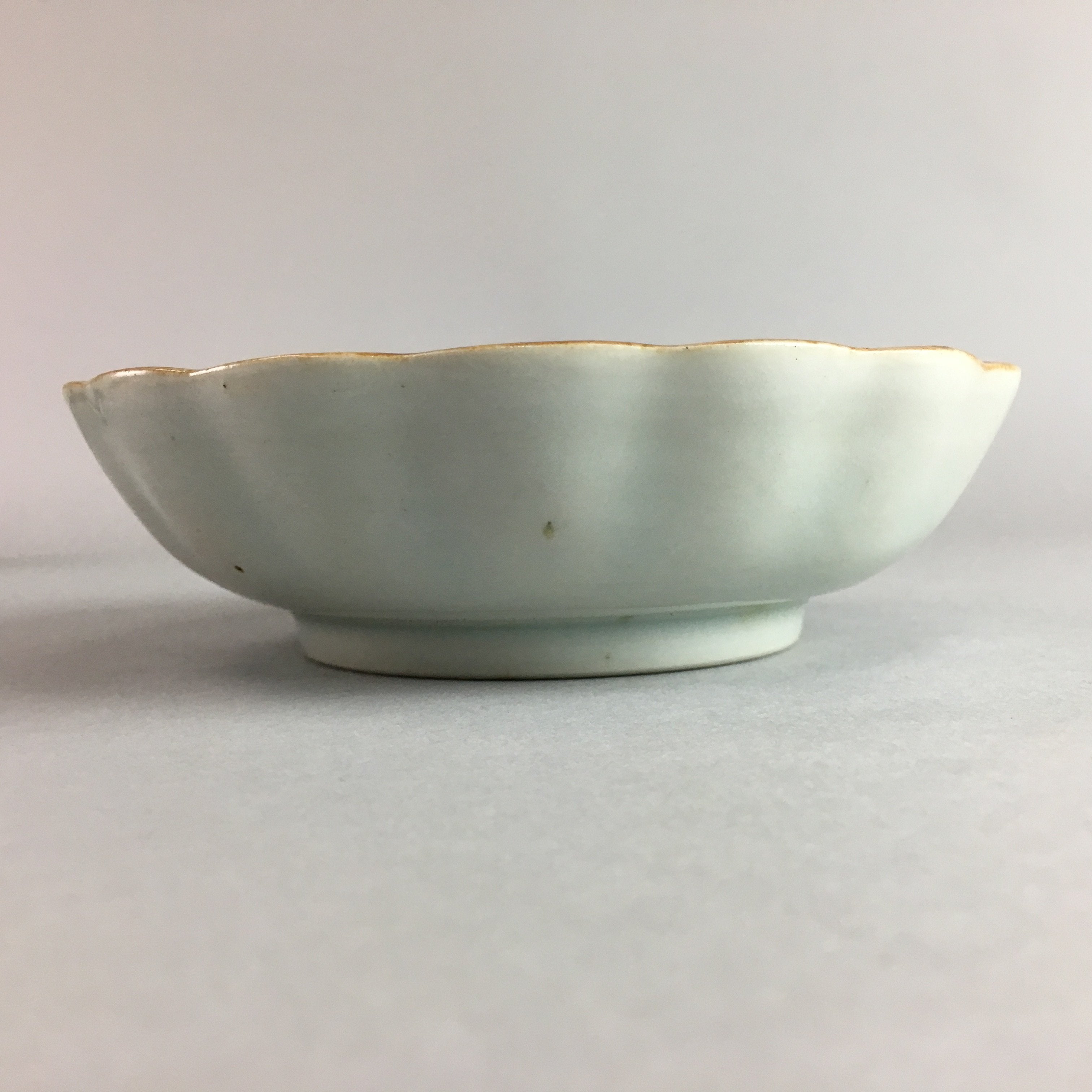 Japanese Porcelain Bowl Vtg Kobachi Ocean Bird Wavy Rim Sometsuke PT703