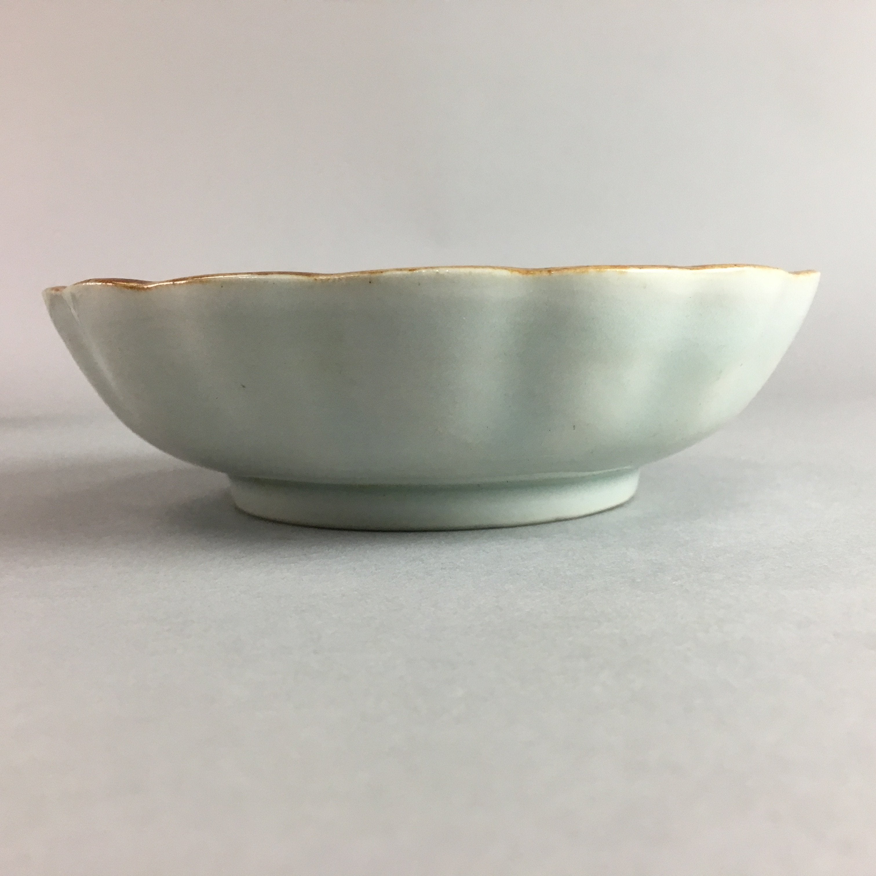 Japanese Porcelain Bowl Vtg Kobachi Ocean Bird Wavy Rim Sometsuke PT703