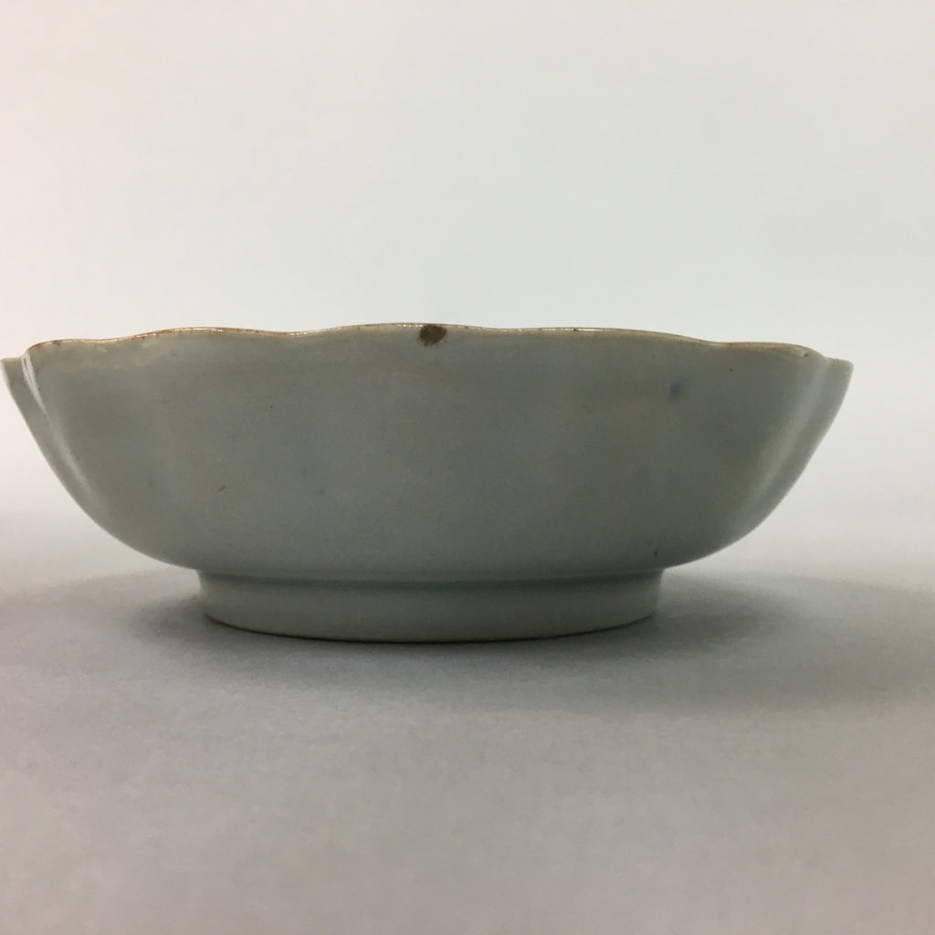 Japanese Porcelain Bowl Vtg Kobachi Ocean Bird Wavy Rim Sometsuke PT710