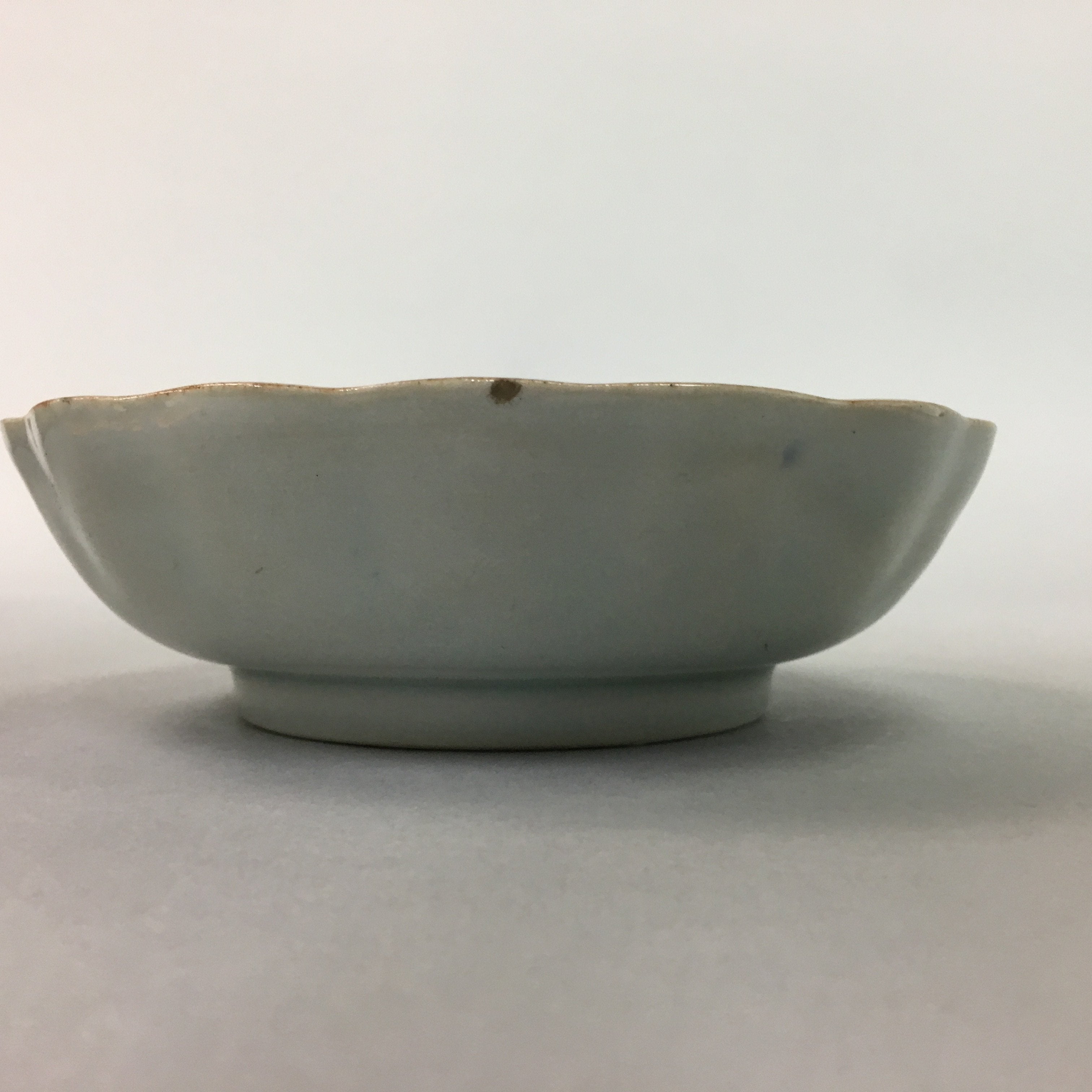Japanese Porcelain Bowl Vtg Kobachi Ocean Bird Wavy Rim Sometsuke PT710