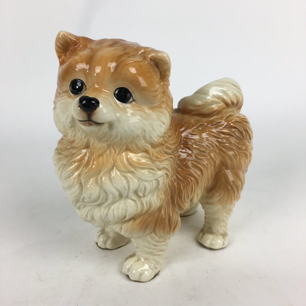 Japanese Porcelain Brown Dog Ornament Vtg Pottery Figurine Okimono Inu BD731