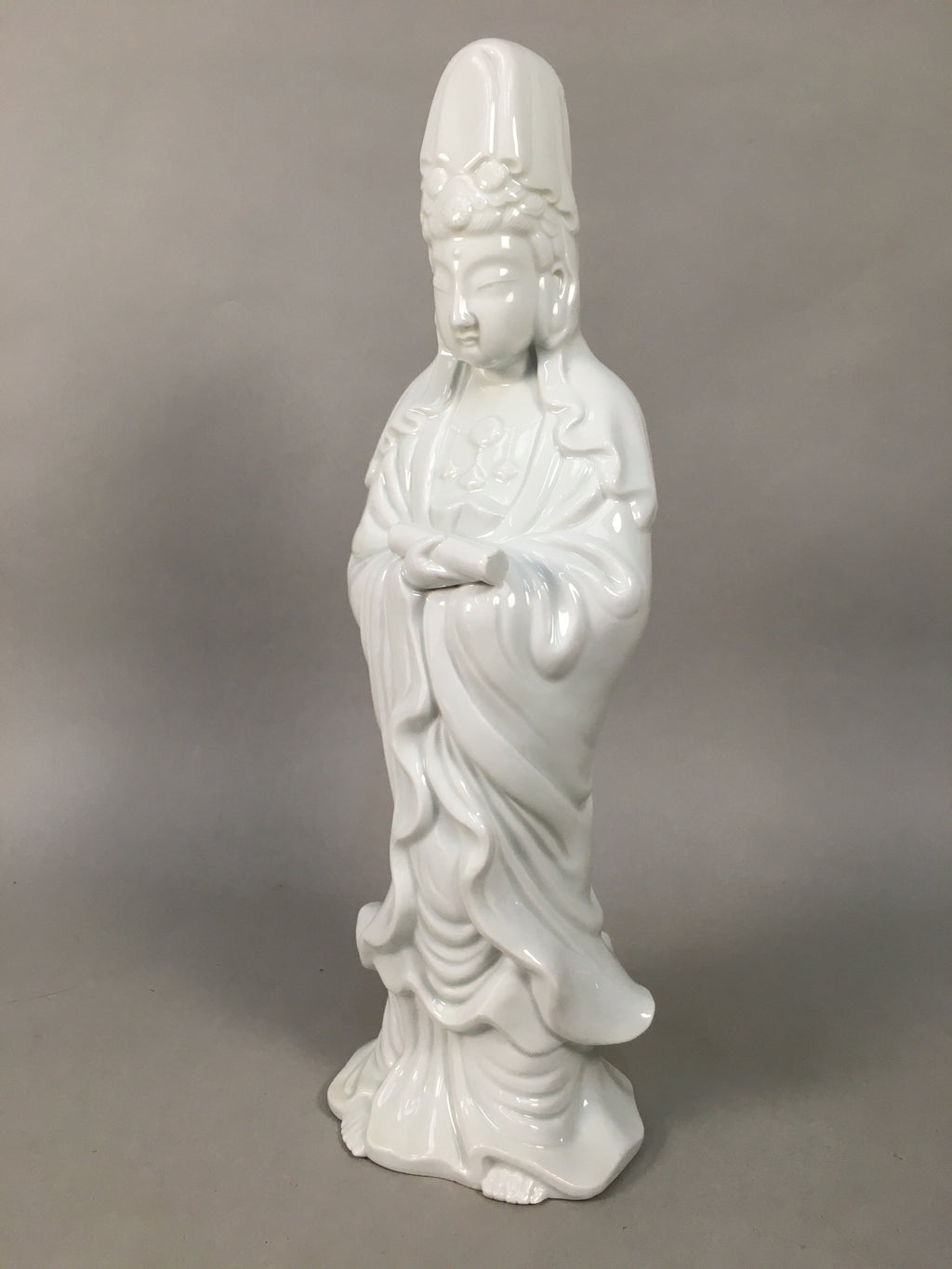 Japanese Porcelain Buddhist Altar Statue Vtg Female Kannon Bosatsu White BD612