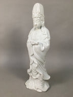 Japanese Porcelain Buddhist Altar Statue Vtg Female Kannon Bosatsu White BD612
