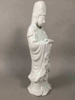 Japanese Porcelain Buddhist Altar Statue Vtg Female Kannon Bosatsu White BD612