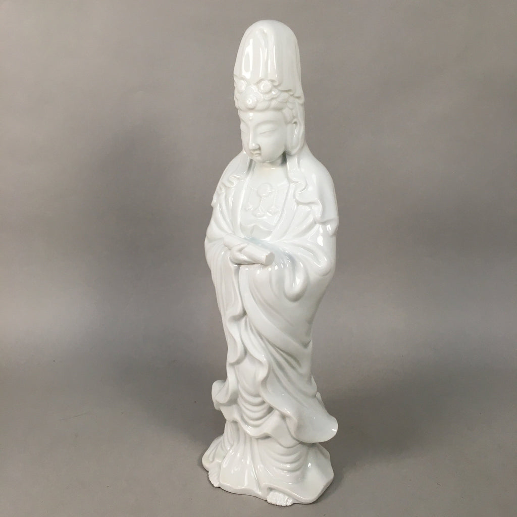 Japanese Porcelain Buddhist Altar Statue Vtg Female Kannon Bosatsu White BD612