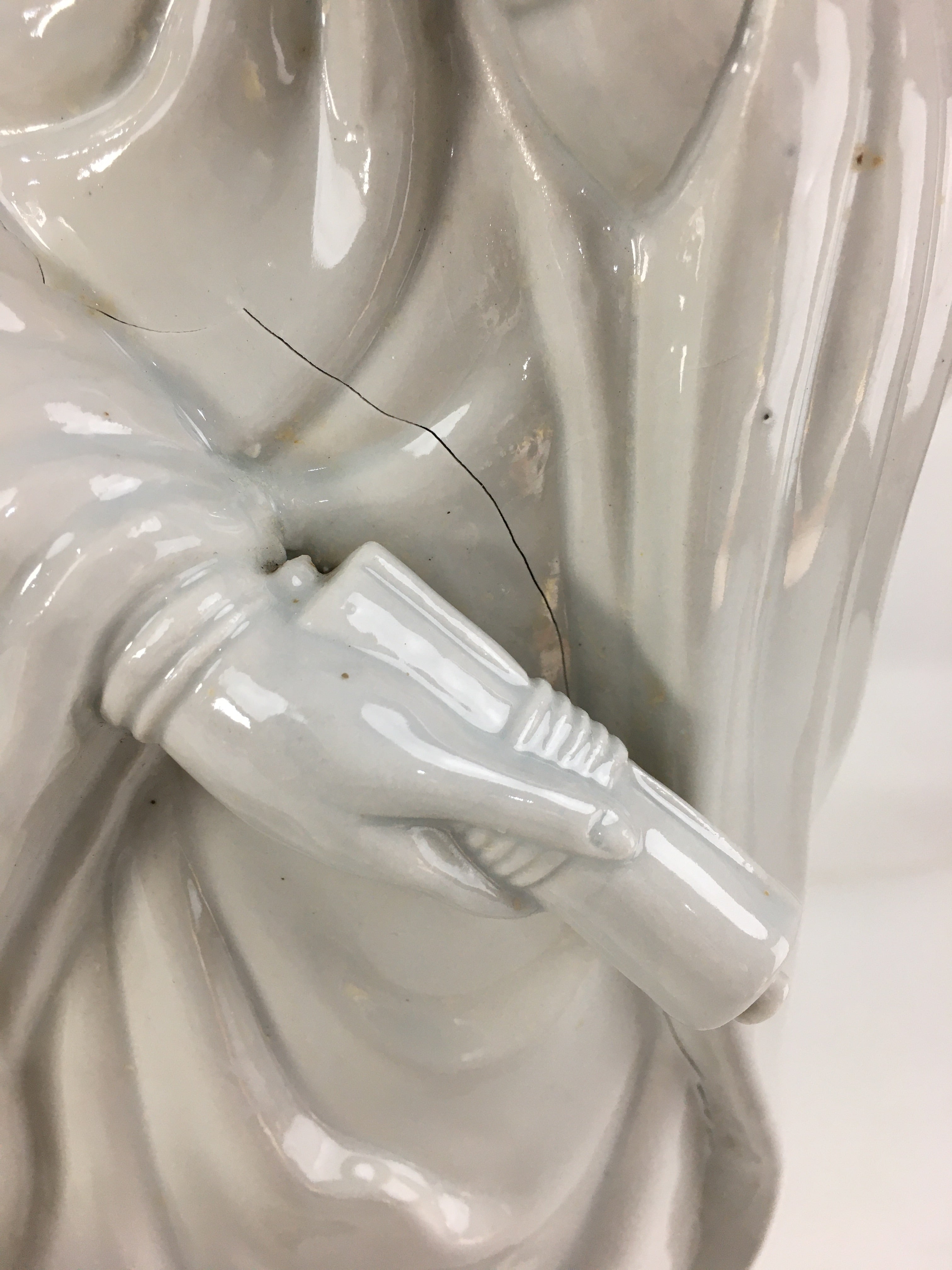 Japanese Porcelain Buddhist Altar Statue Vtg Female Kannon Bosatsu White BD736