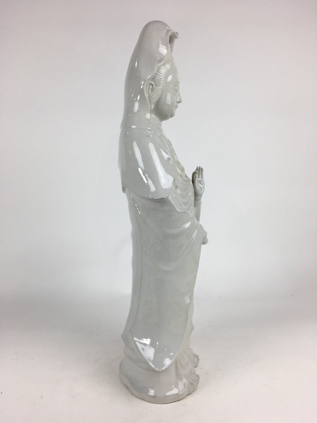 Japanese Porcelain Buddhist Altar Statue Vtg Female Kannon Bosatsu White BD736