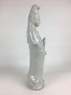 Japanese Porcelain Buddhist Altar Statue Vtg Female Kannon Bosatsu White BD736