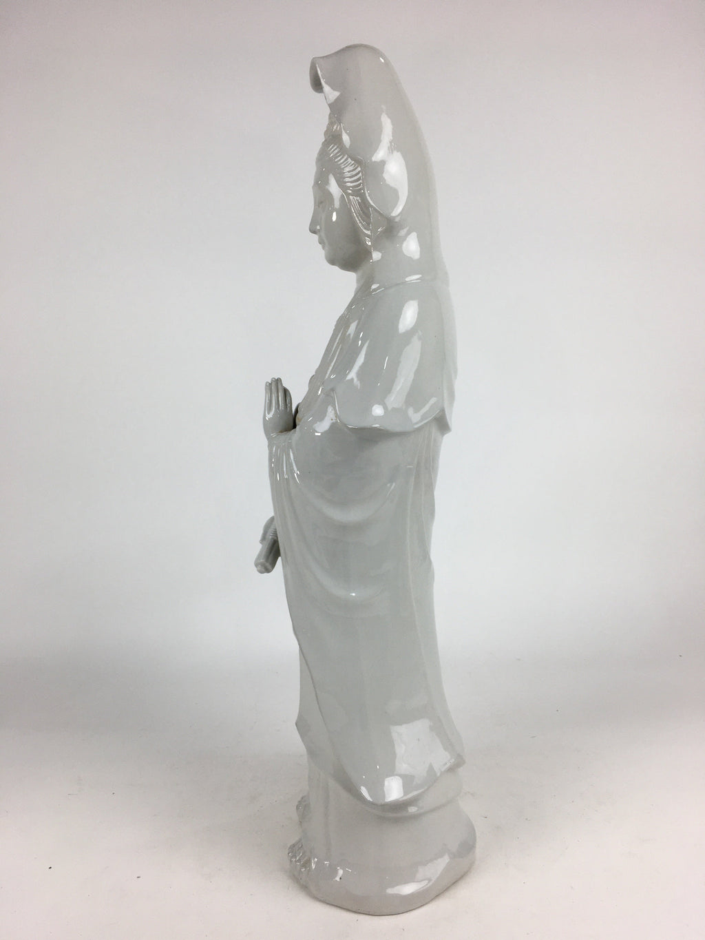 Japanese Porcelain Buddhist Altar Statue Vtg Female Kannon Bosatsu White BD736