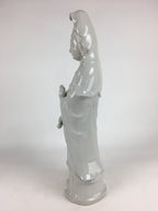 Japanese Porcelain Buddhist Altar Statue Vtg Female Kannon Bosatsu White BD736