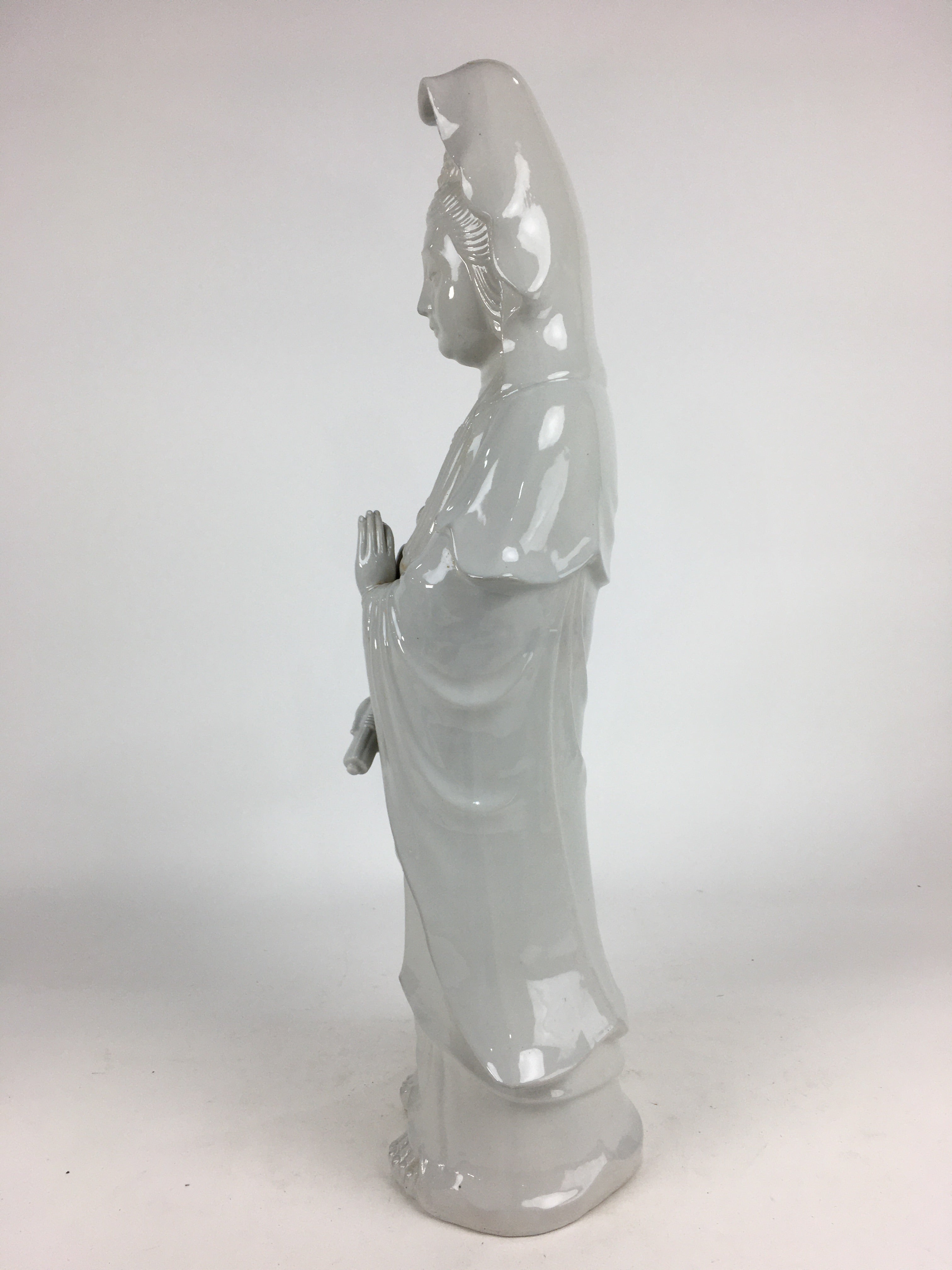 Japanese Porcelain Buddhist Altar Statue Vtg Female Kannon Bosatsu White BD736