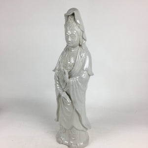 Japanese Porcelain Buddhist Altar Statue Vtg Female Kannon Bosatsu White BD736