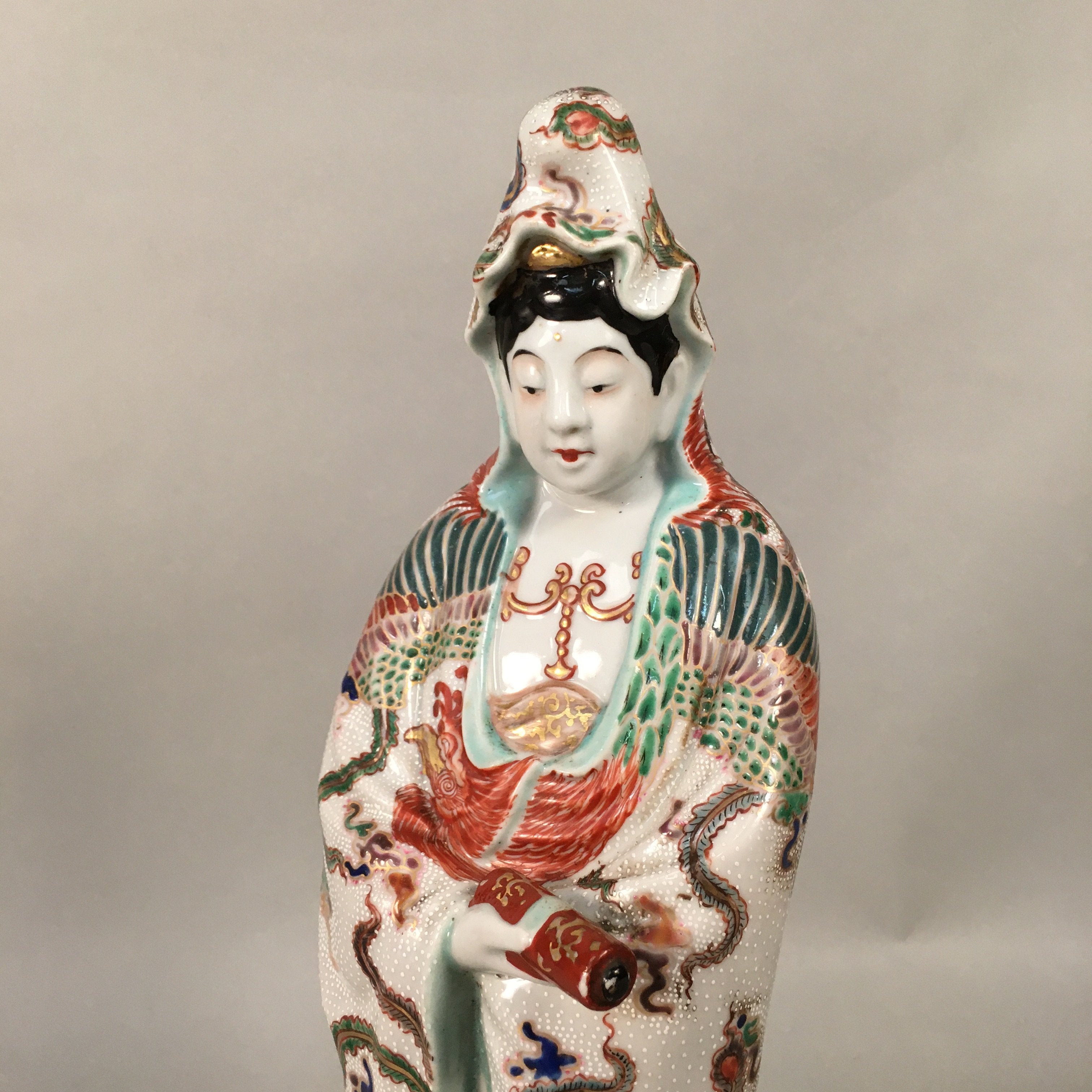 Japanese Porcelain Buddhist Statue Vtg Female Kannon Bosatsu BD603