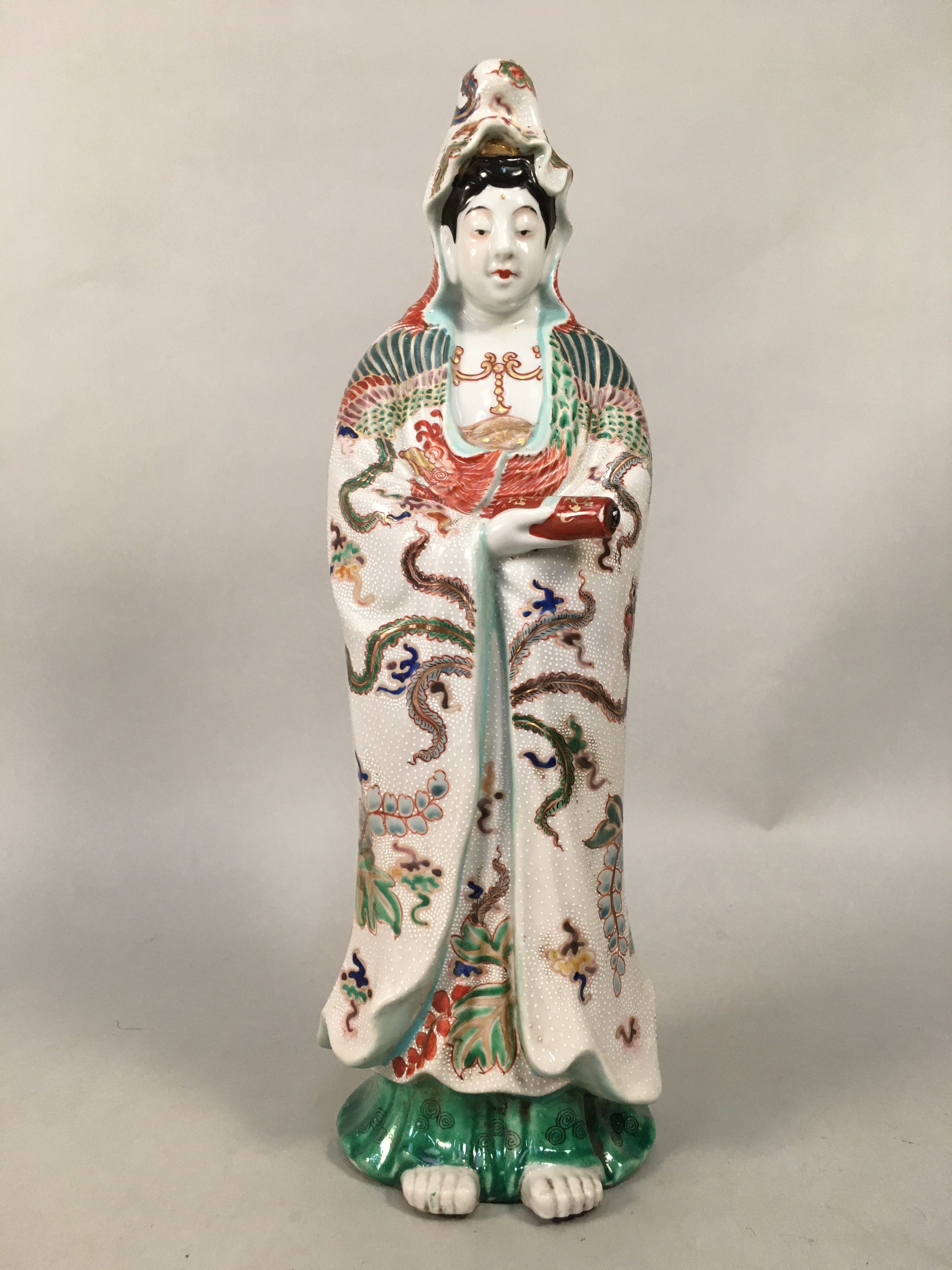 Japanese Porcelain Buddhist Statue Vtg Female Kannon Bosatsu BD603
