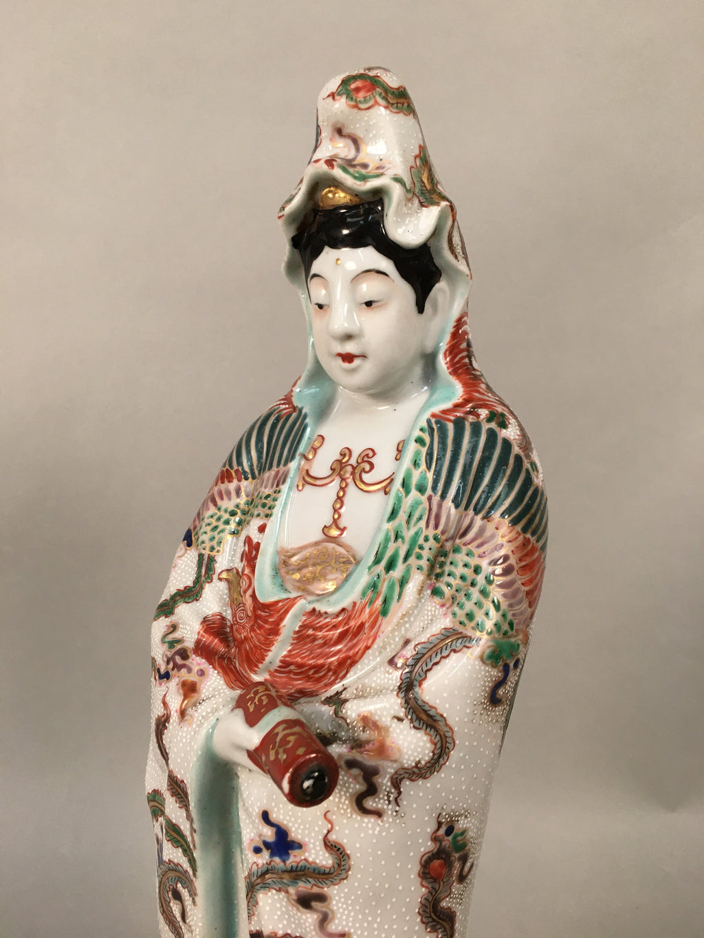 Japanese Porcelain Buddhist Statue Vtg Female Kannon Bosatsu BD603