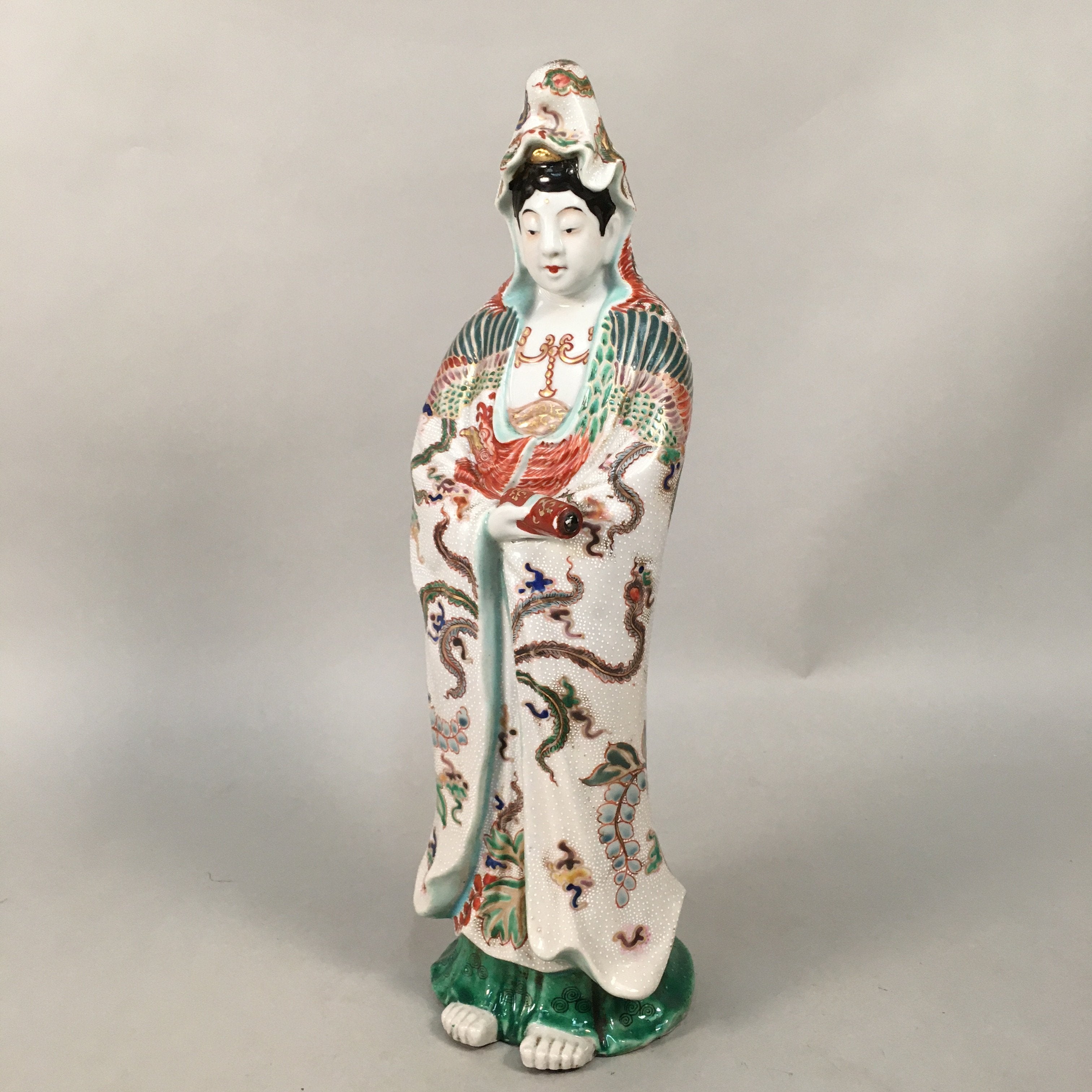 Japanese Porcelain Buddhist Statue Vtg Female Kannon Bosatsu BD603