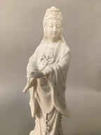 Japanese Porcelain Buddhist Statue Vtg Female Kannon Bosatsu White BD605