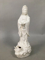 Japanese Porcelain Buddhist Statue Vtg Female Kannon Bosatsu White BD605
