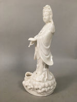 Japanese Porcelain Buddhist Statue Vtg Female Kannon Bosatsu White BD605