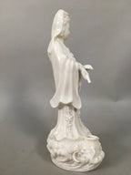 Japanese Porcelain Buddhist Statue Vtg Female Kannon Bosatsu White BD605