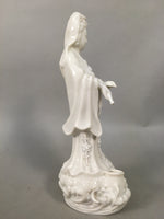 Japanese Porcelain Buddhist Statue Vtg Female Kannon Bosatsu White BD605