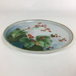 Japanese Porcelain Cake Plate Vtg Round Shape Pottery Tray Red Flower Design PP7