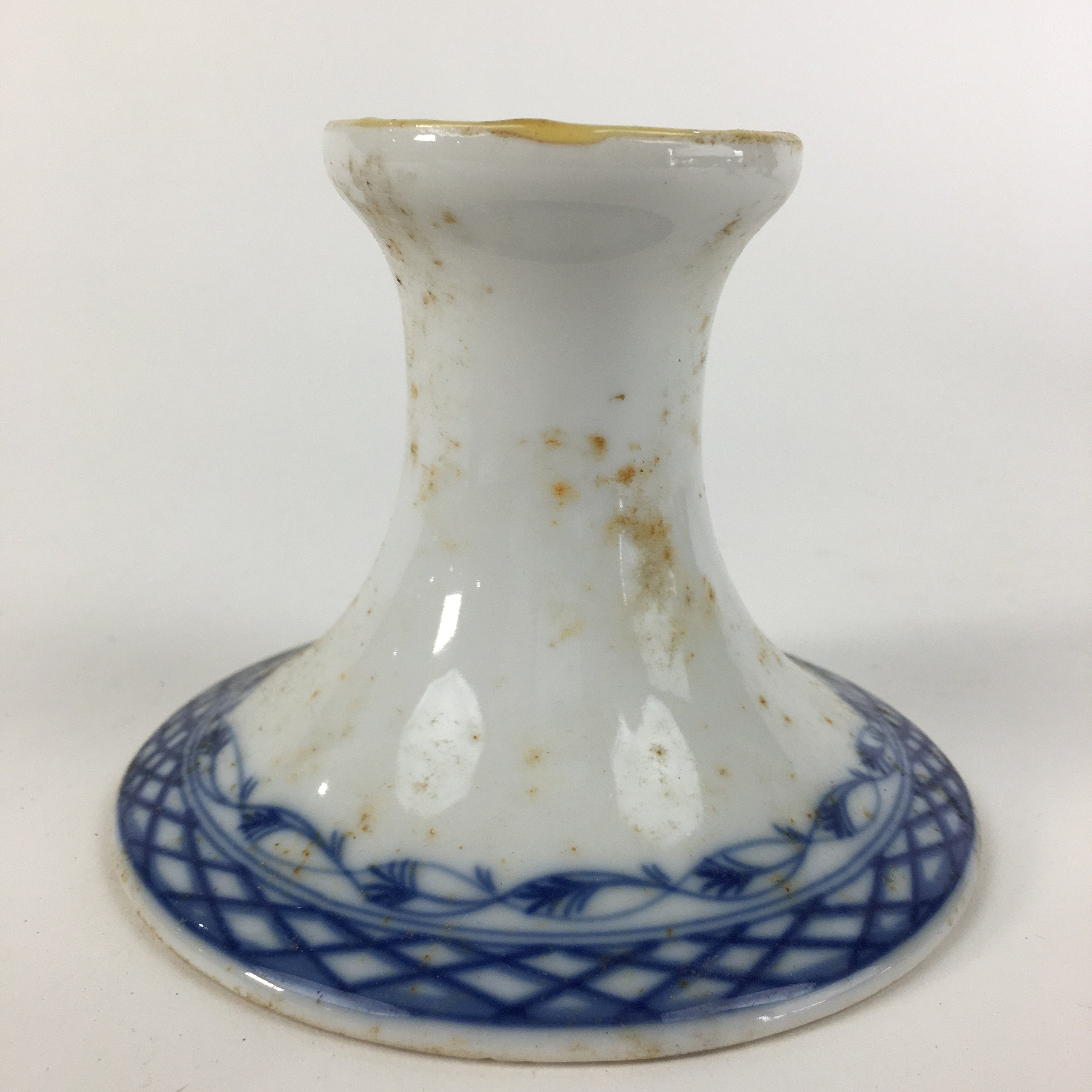 Japanese Porcelain Candlestick holder Vtg European White Blue Design PP456