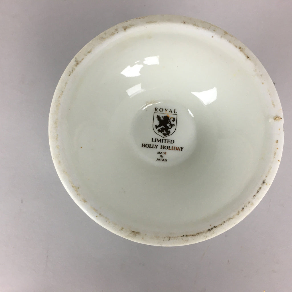 Japanese Porcelain Candlestick holder Vtg Royal Limited Holly Holiday PP457