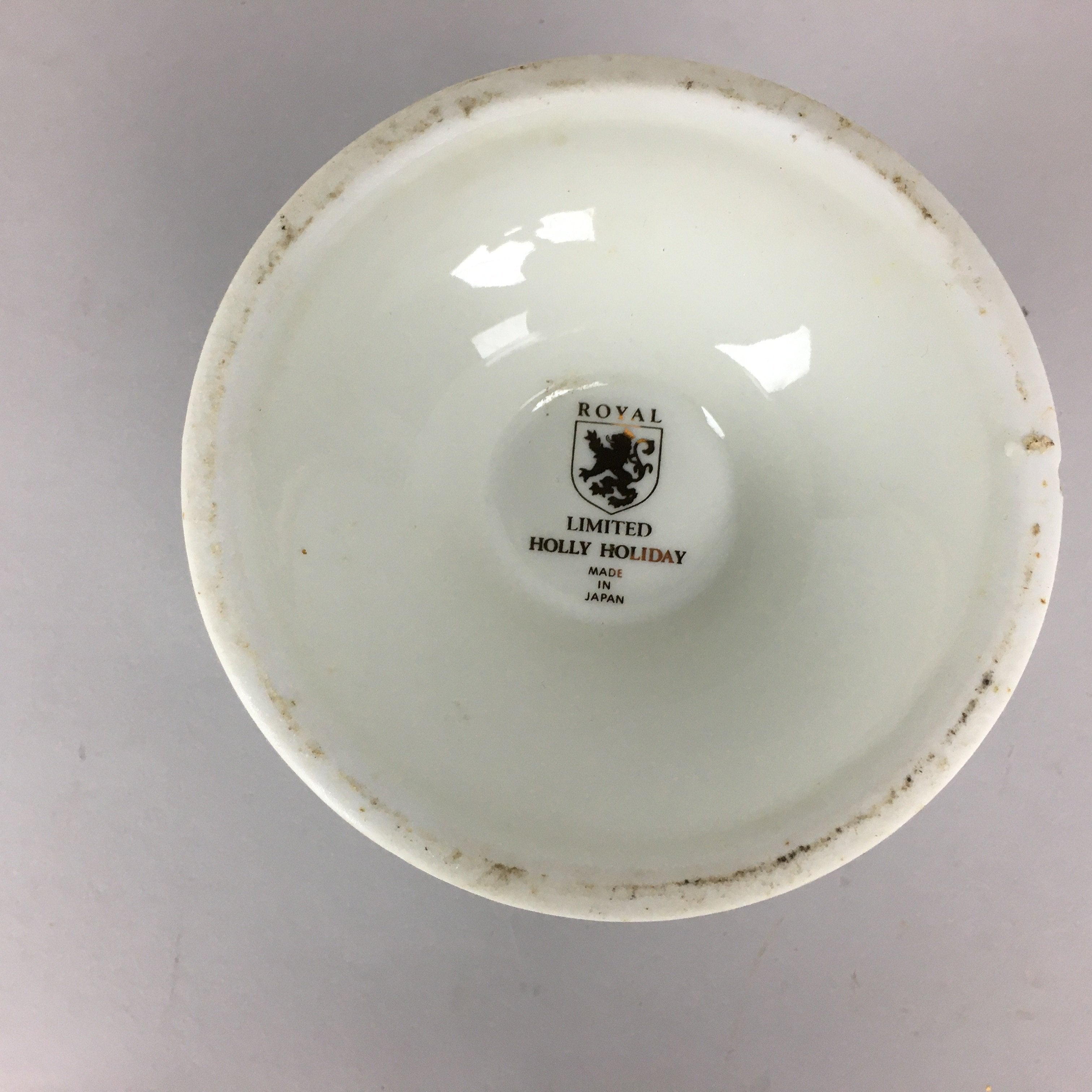 Japanese Porcelain Candlestick holder Vtg Royal Limited Holly Holiday PP457